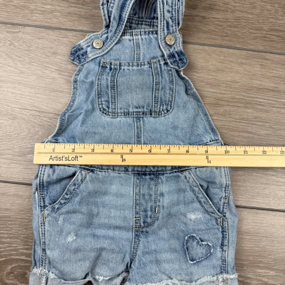 Gap Girls Denim Overall Shorts Heart Distressed Blue 2T